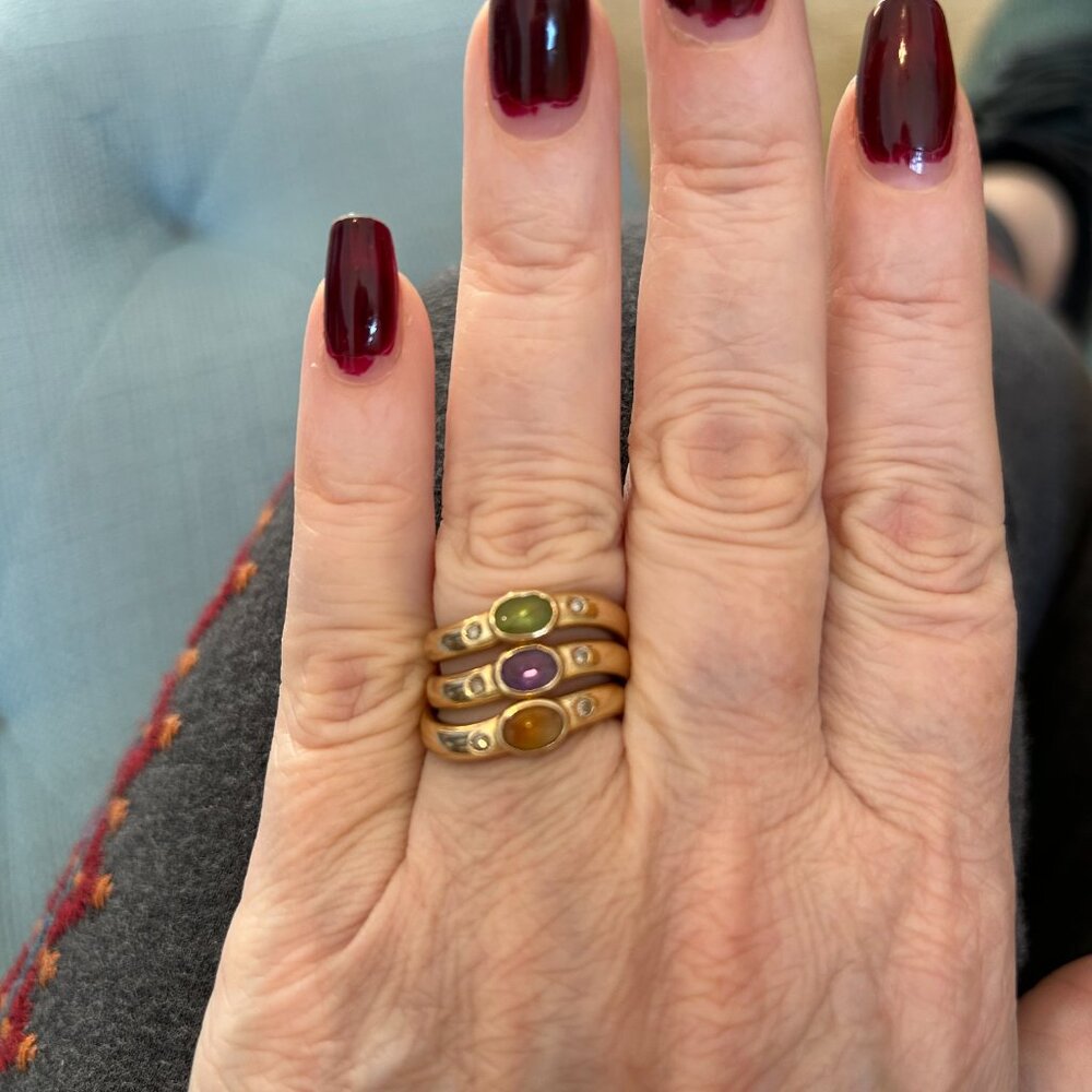 Vintage 14k Gold Stack Rings with Gemstones - Picture 2 of 10